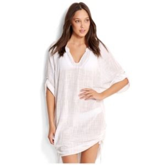 Seafolly | Textured Gauze White Swim Beach Cover Up - Picture 1 of 13